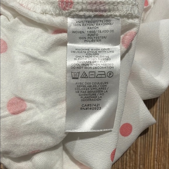 LOFT White with Pink Polka Dots Ruffled Sleeveless Blouse - Picture 4 of 4